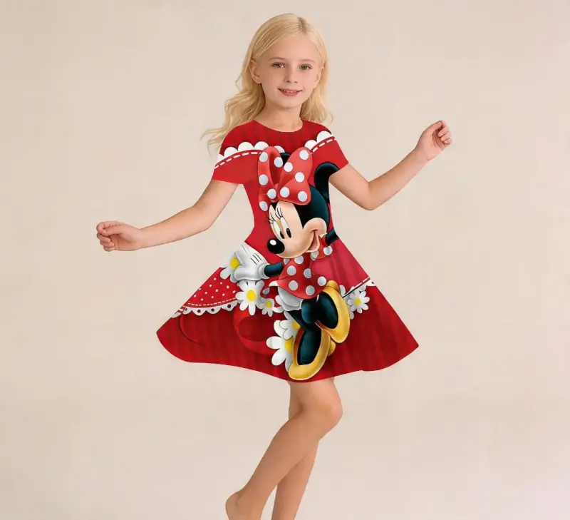 Vestido infantil Minnie Mouse rojo talla 10-12 - 2