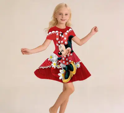 Vestido infantil Minnie Mouse rojo talla 10-12 - miniatura 2
