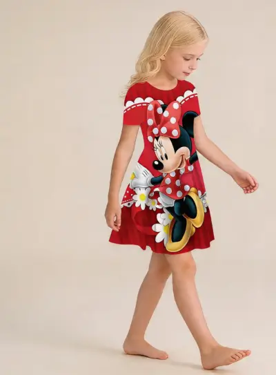 Vestido infantil Minnie Mouse rojo talla 10-12 - miniatura 3