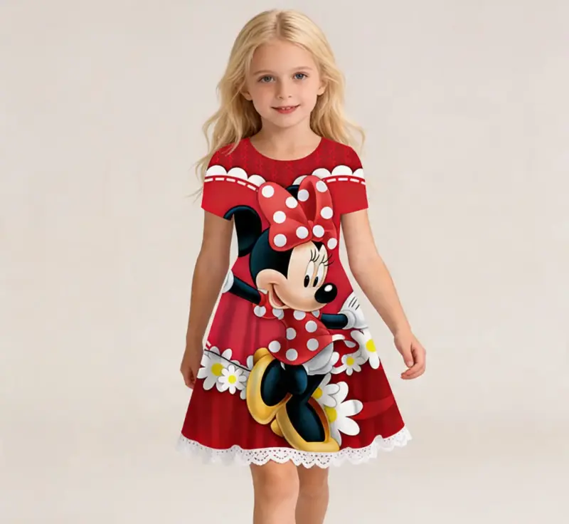 Vestido infantil Minnie Mouse rojo talla 10-12 - 4
