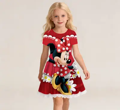Vestido infantil Minnie Mouse rojo talla 10-12 - miniatura 4