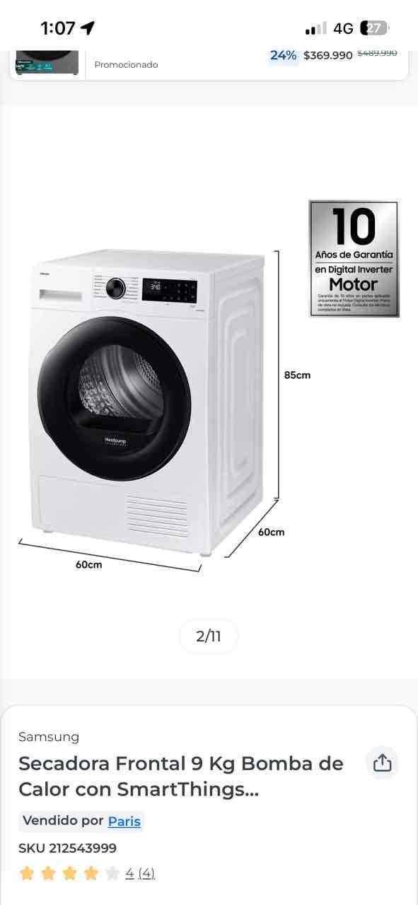 Secadora Frontal Samsung 9Kg - 1