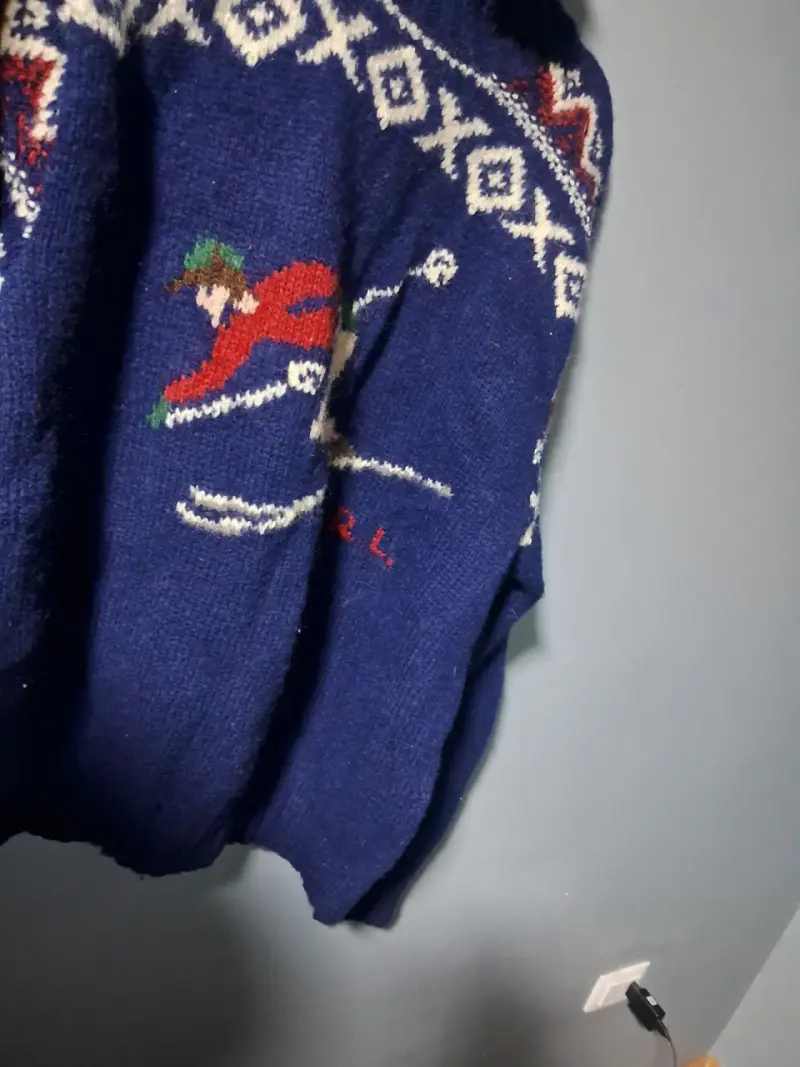Suéter  Polo Ralph Lauten azul con diseño de esquí - 1