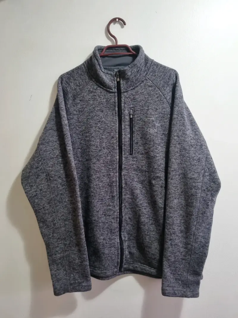 Chaqueta polar gris con cierre - 1