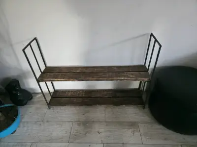 Estante rústico de madera y metal - miniatura 1