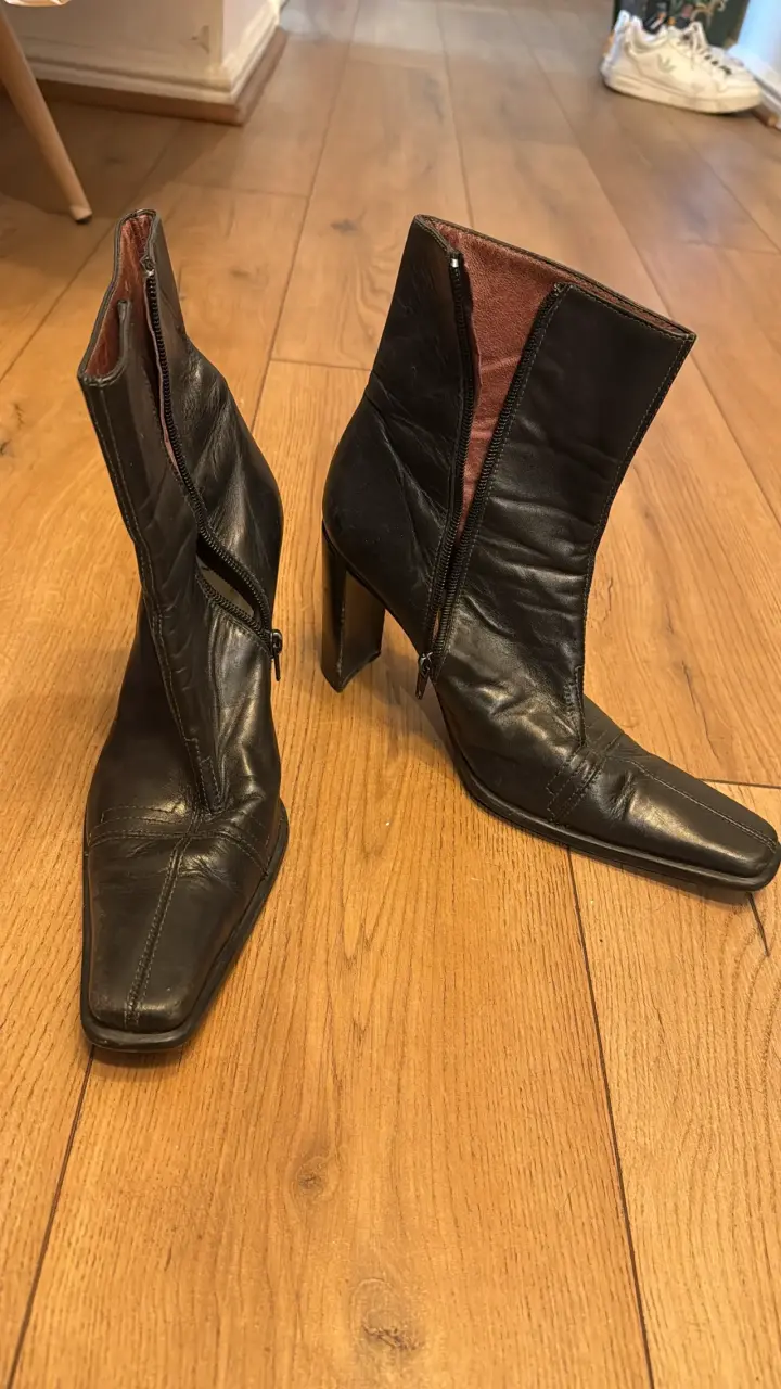 Botines de cuero marrón - 5