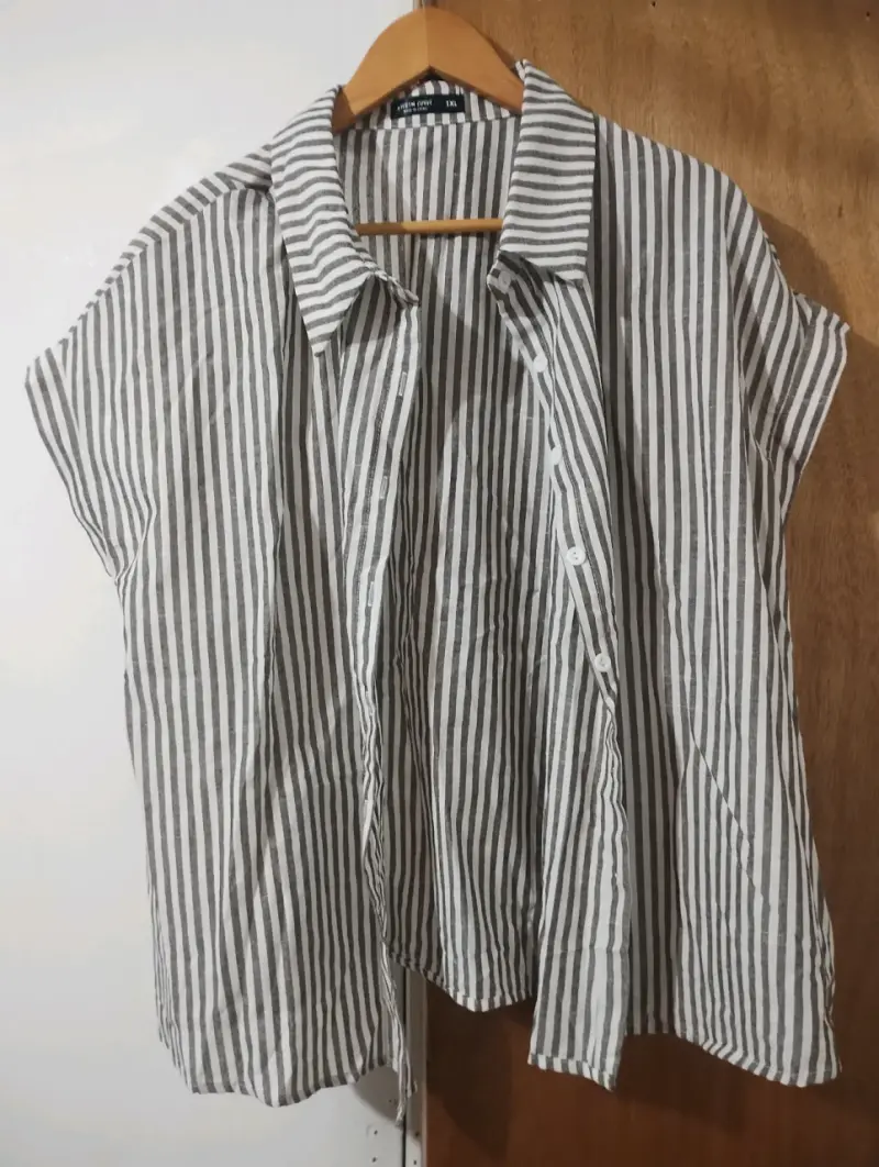 Blusa a rayas blanco y cafe - 2