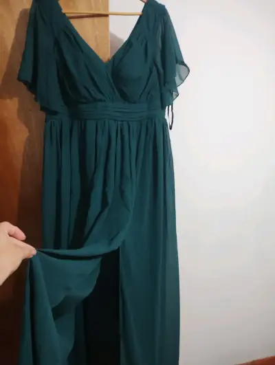 Vestido largo verde elegante - miniatura 2