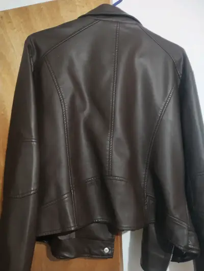 Chaqueta de cuero marrón XL - miniatura 2