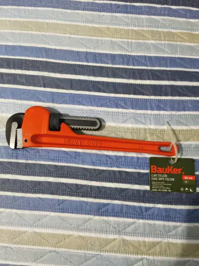 🟧🟠🔧🛠️Llave Stillson Bauker 14" (350 mm) Heavy Duty - miniatura 1