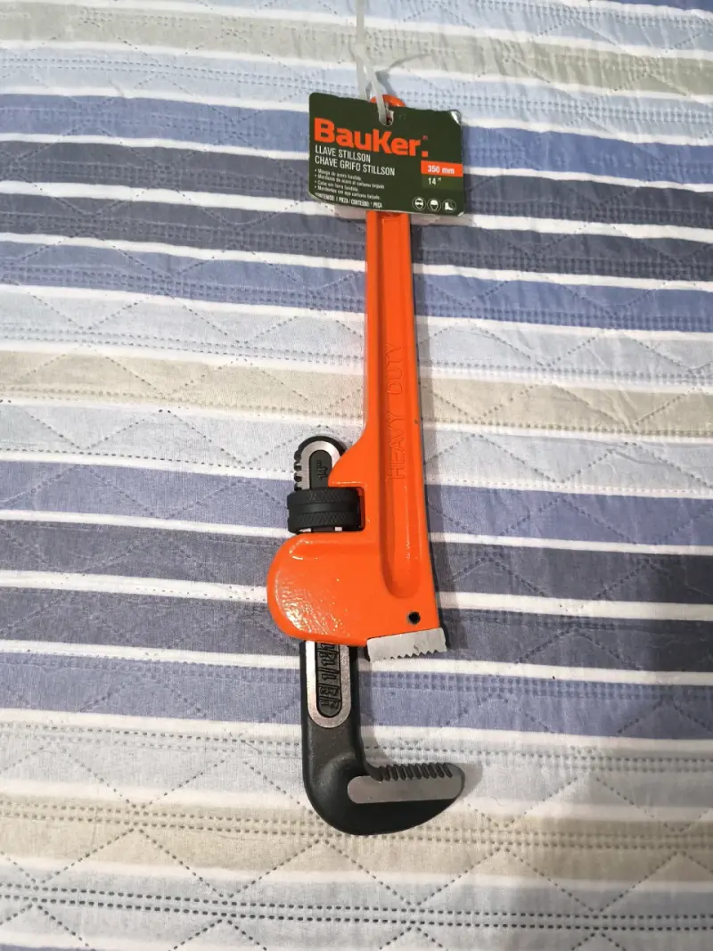🟧🟠🔧🛠️Llave Stillson Bauker 14" (350 mm) Heavy Duty - 3