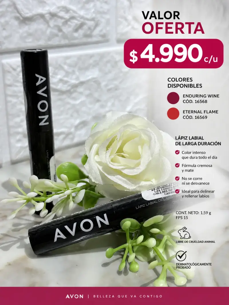Lápiz labial Avon larga duración