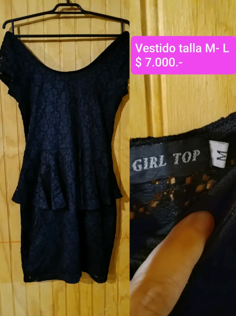 Vestido negro encaje talla M-L