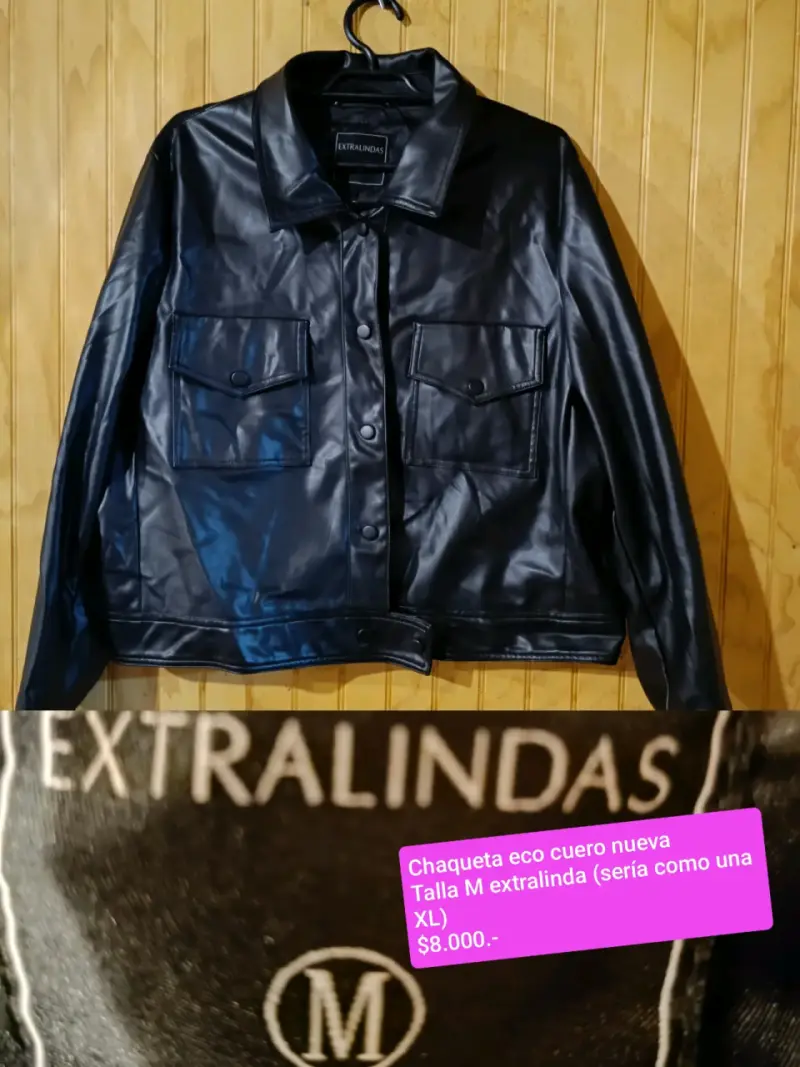 Chaqueta de eco cuero negra nueva