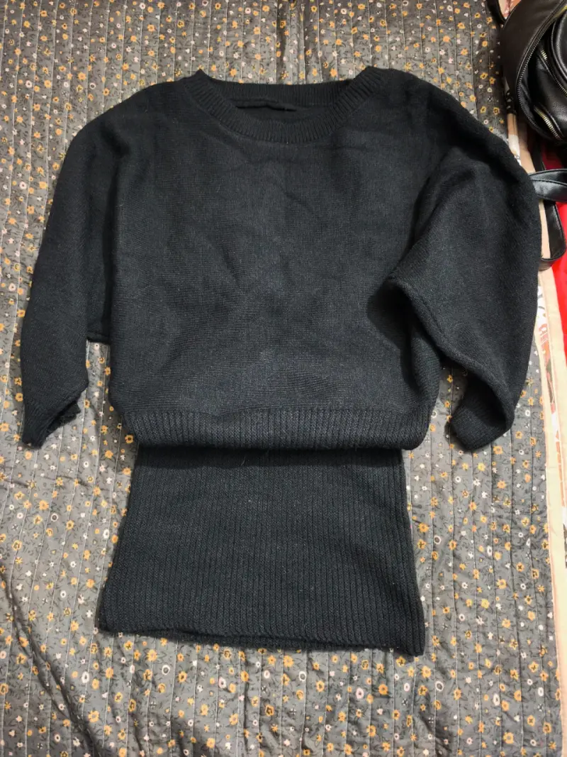 Vestido negro de lana - 1