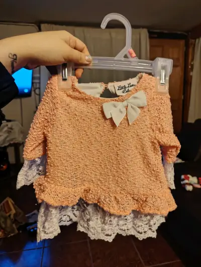Polera bebé rosado encaje - miniatura 1