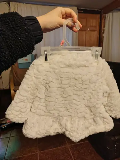 Abrigo blanco peludo para bebé Limonada - miniatura 3