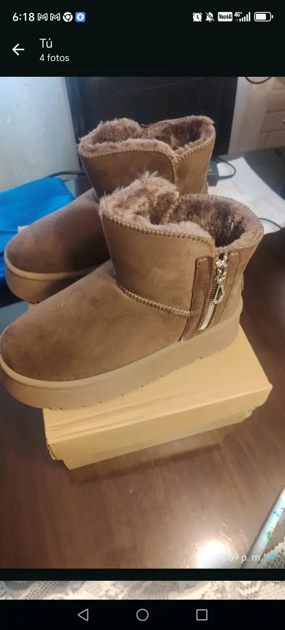 Botines forrados con cierre marrón