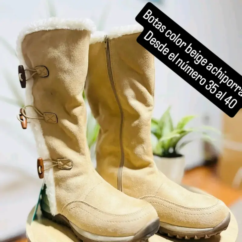 Botas beige con forro de lana - 1