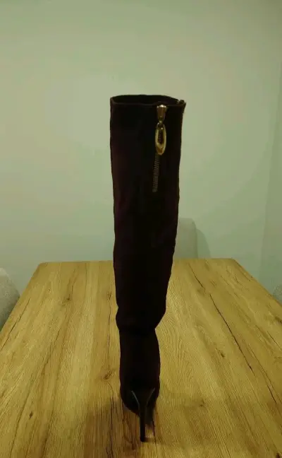 Botas altas burdeo con taco - miniatura 5
