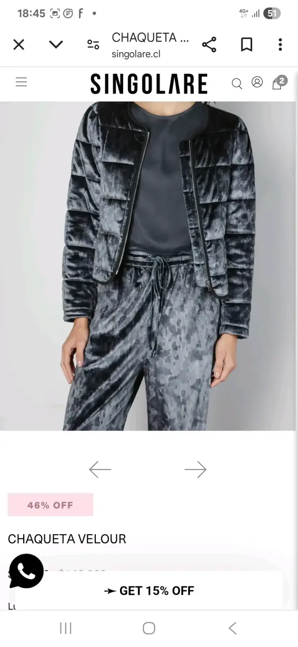 Pantalón de velour y chaqueta gris - 2