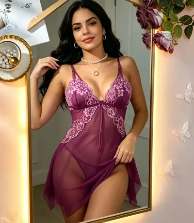 Baby doll púrpura encaje talla XL - miniatura 2