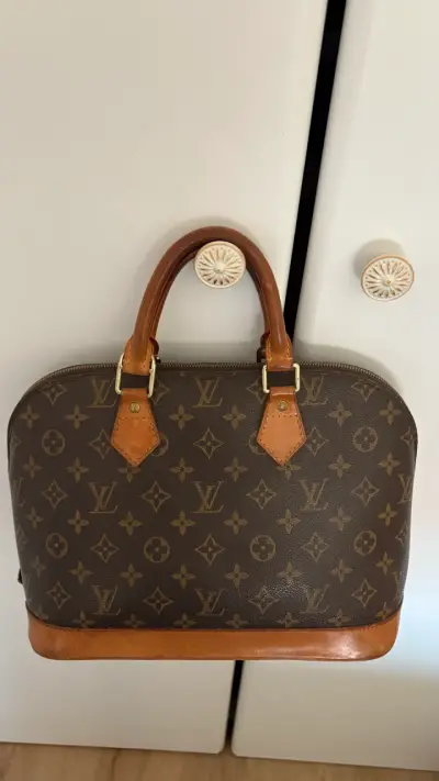Bolso de mano marrón con monograma - miniatura 1