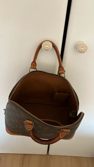 Bolso de mano marrón con monograma - miniatura 4