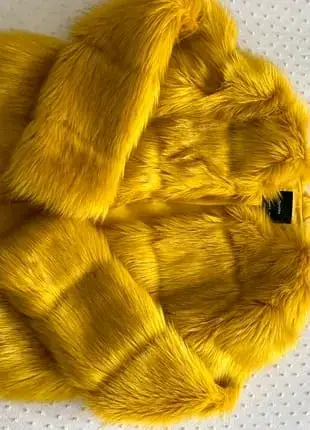 Chaqueta de piel sintética amarilla - miniatura 5