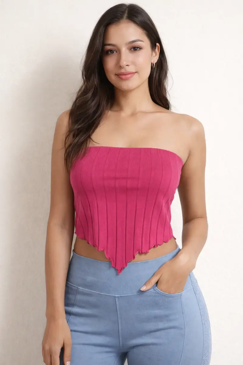Top strapless rosado