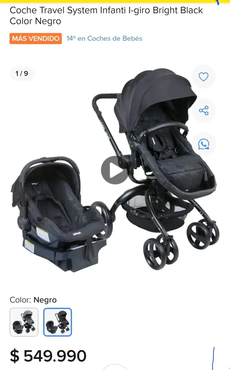 Coche de bebé Infanti i giro 360 negro - 5