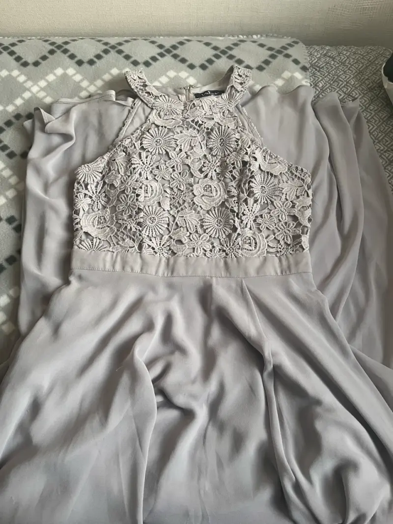 Vestido largo lila con encaje - 3