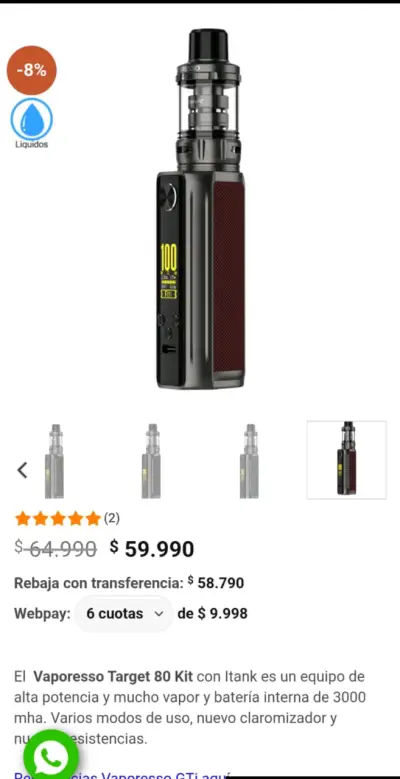 Vaporizador Vaporesso Target 180 Kit - miniatura 1