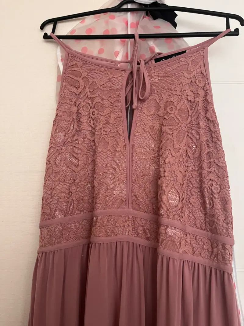Vestido largo encaje rosa - 2