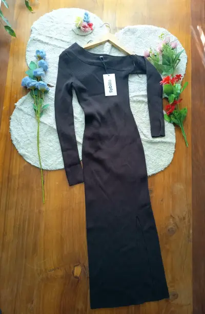 Vestido marrón de punto Sybilla - miniatura 1