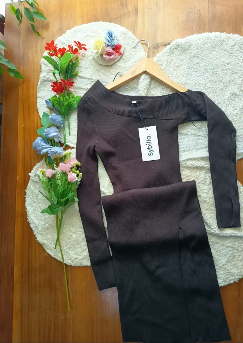 Vestido marrón de punto Sybilla - 2
