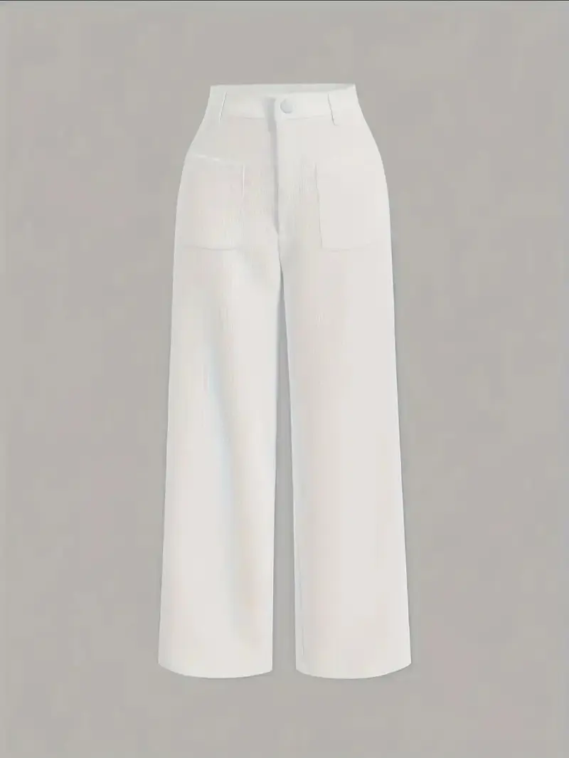 Pantalones blancos de tela cotele fino - 1