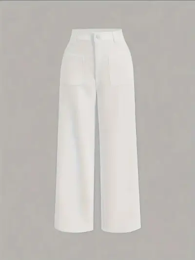 Pantalones blancos de tela cotele fino - miniatura 1
