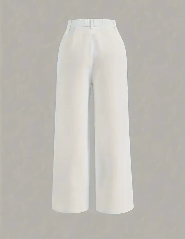 Pantalones blancos de tela cotele fino - 5