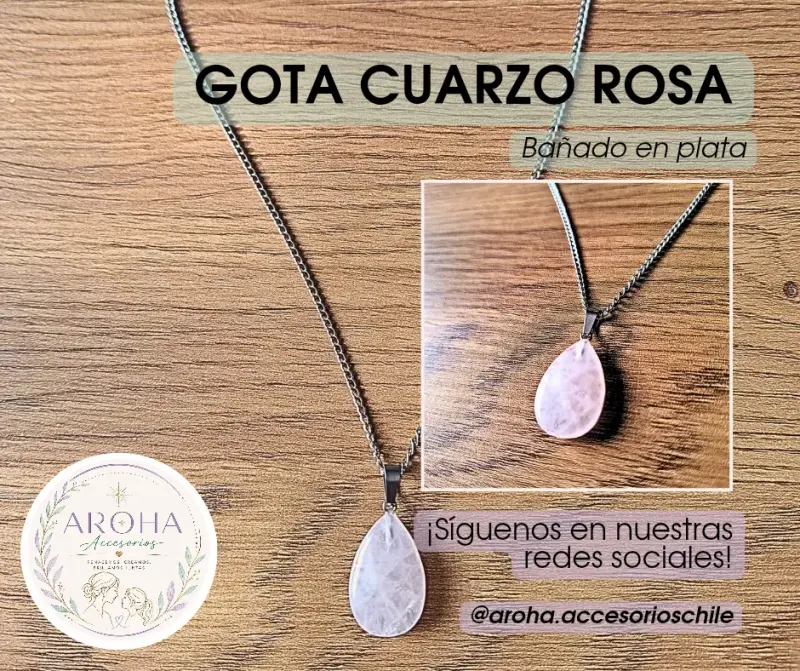 Collar gota cuarzo rosa