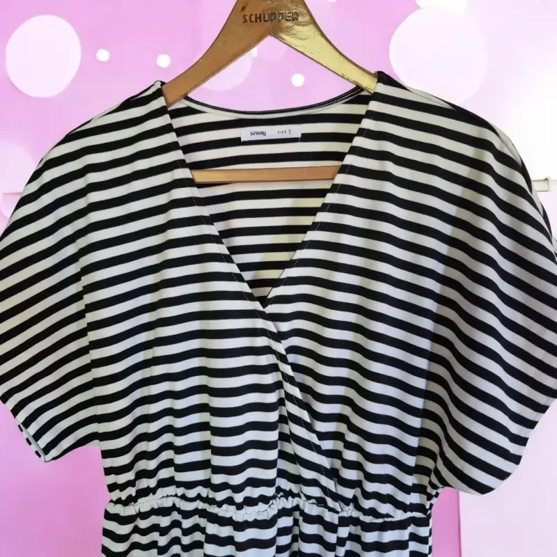 Vestido rayado blanco y negro talla S/M - 2