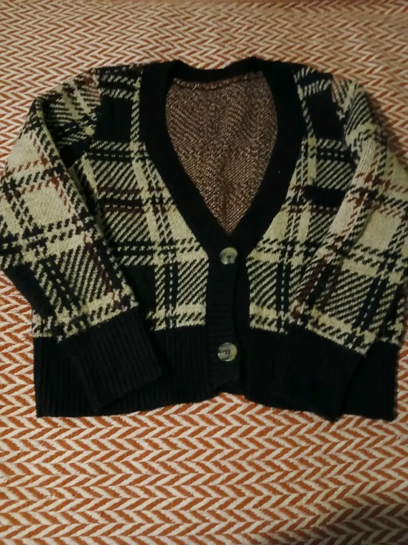 Cardigan de cuadros en tonos marrones