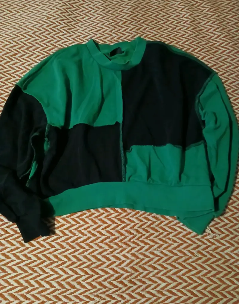Poleron bicolor verde y negro