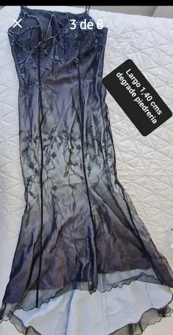 Vestido largo con degradé y pedrería - 1