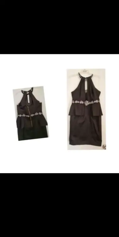 Vestido negro elegante con detalles bordados - miniatura 2