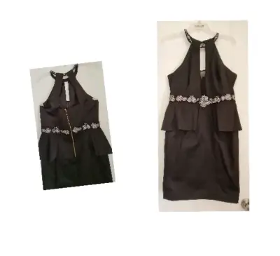 Vestido negro elegante con detalles bordados - miniatura 6