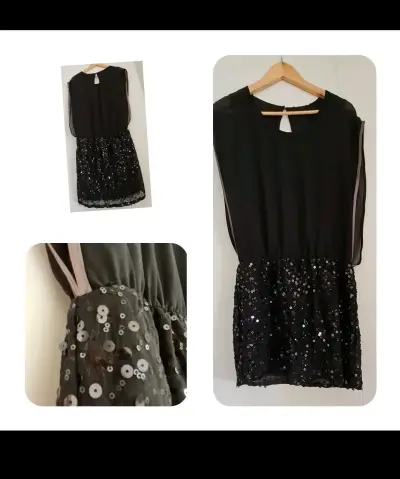 Vestido negro con lentejuelas - miniatura 1
