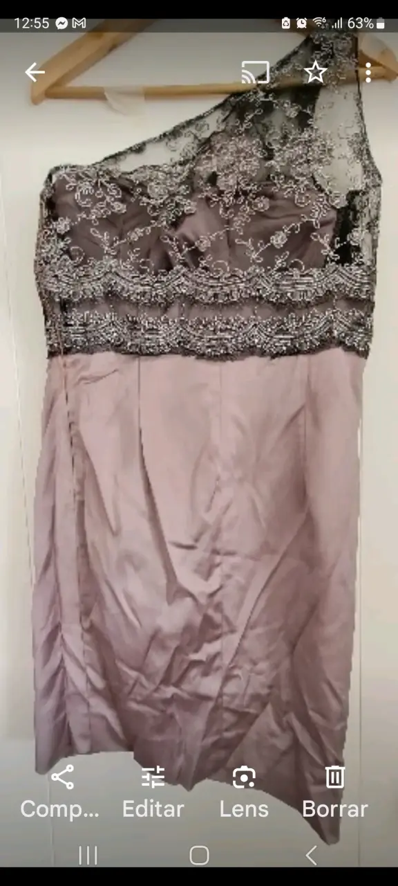 Vestido asimétrico rosa encaje - 6