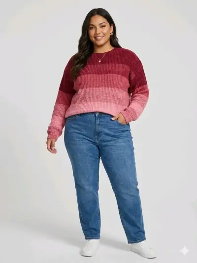 Sweater de rayas en tonos rojos - miniatura 2