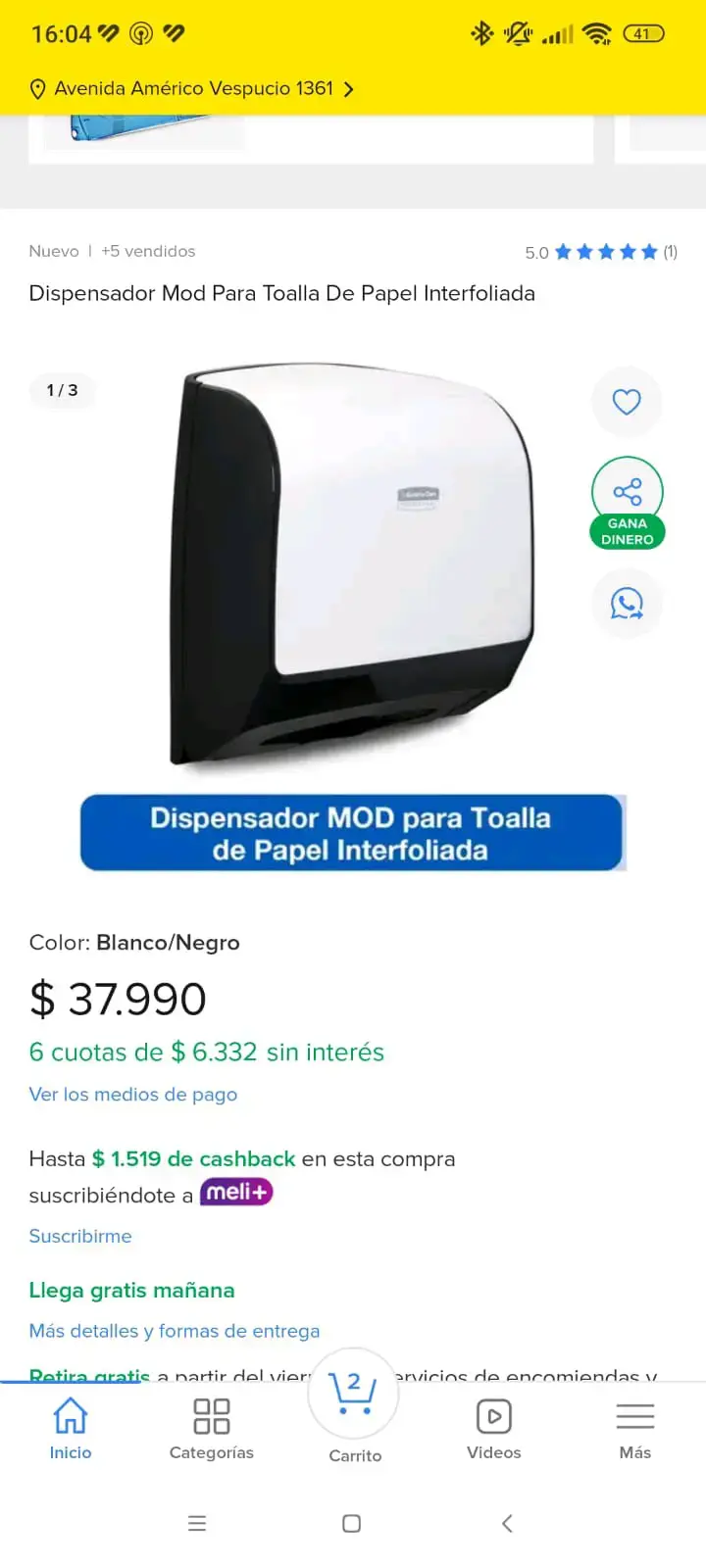 Dispensador de toallas blanco/negro
